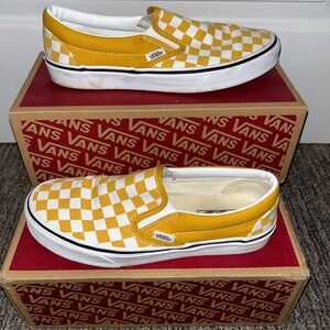 Classic Slip-On Yellow Checkered Vans. Women’s 9. Worn 2 times.